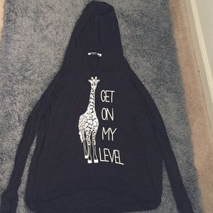 Long sleeved tee with hood juniors xl